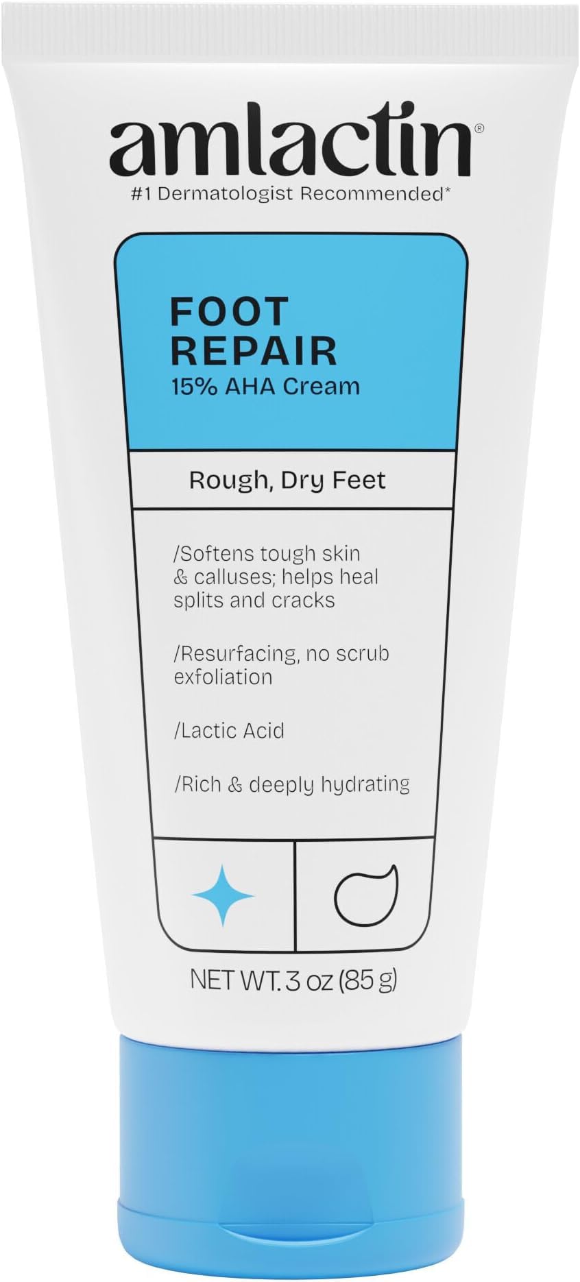 AmLactin Foot Repair Cream, 15% Lactic Acid for Cracked Heels, 3 oz