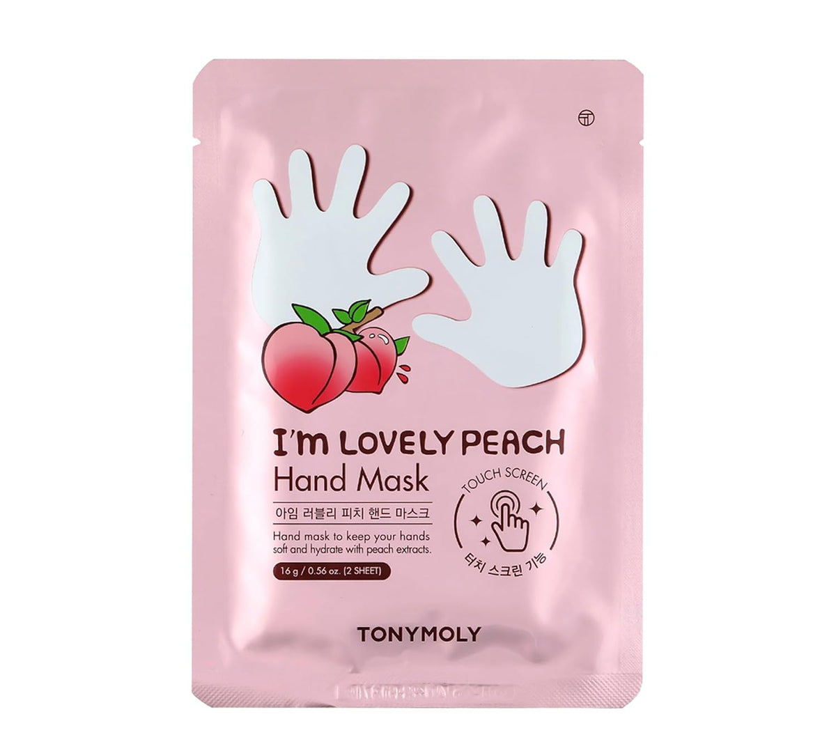 TONYMOLY Lovely Peach Hand Mask for Hydrating Dry, Rough Hands, 5 Pack