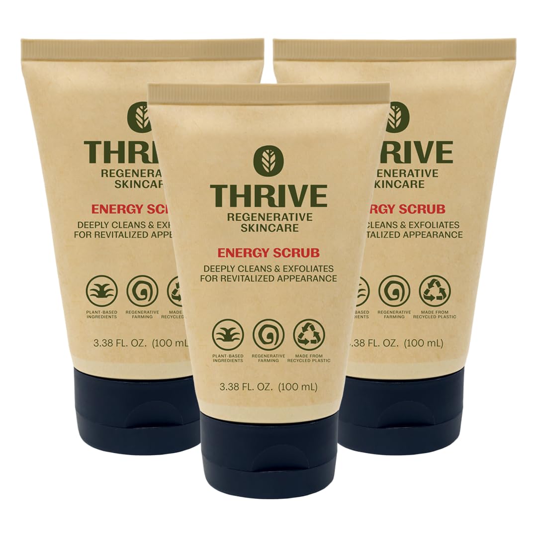 Thrive Natural Care Face Scrub - Gentle Exfoliating Face Wash Provides Deep Cleanse, Improves Skin Texture, Unclogs Pores - Vegan, Oil Free Exfoliator