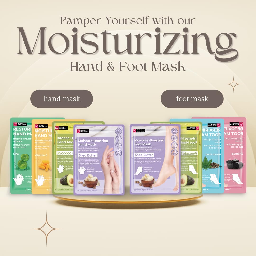 Innerest 12 Pairs Original Derma Beauty Hand Mask Bulk Moisturizing Hand Gloves for Dry Hands Nail Care Essential (Shea Butter)