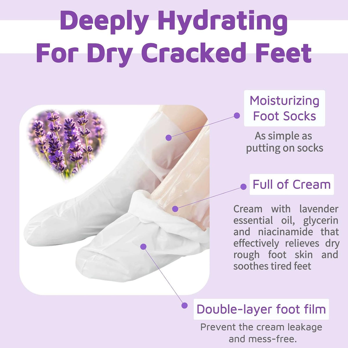 12 Pack Lavender Face,hand & foot masks, Restore and Moisturize Dry Skin,sel-care gift for women,skincare spa set,4 Face 4 Hand 4 Foot