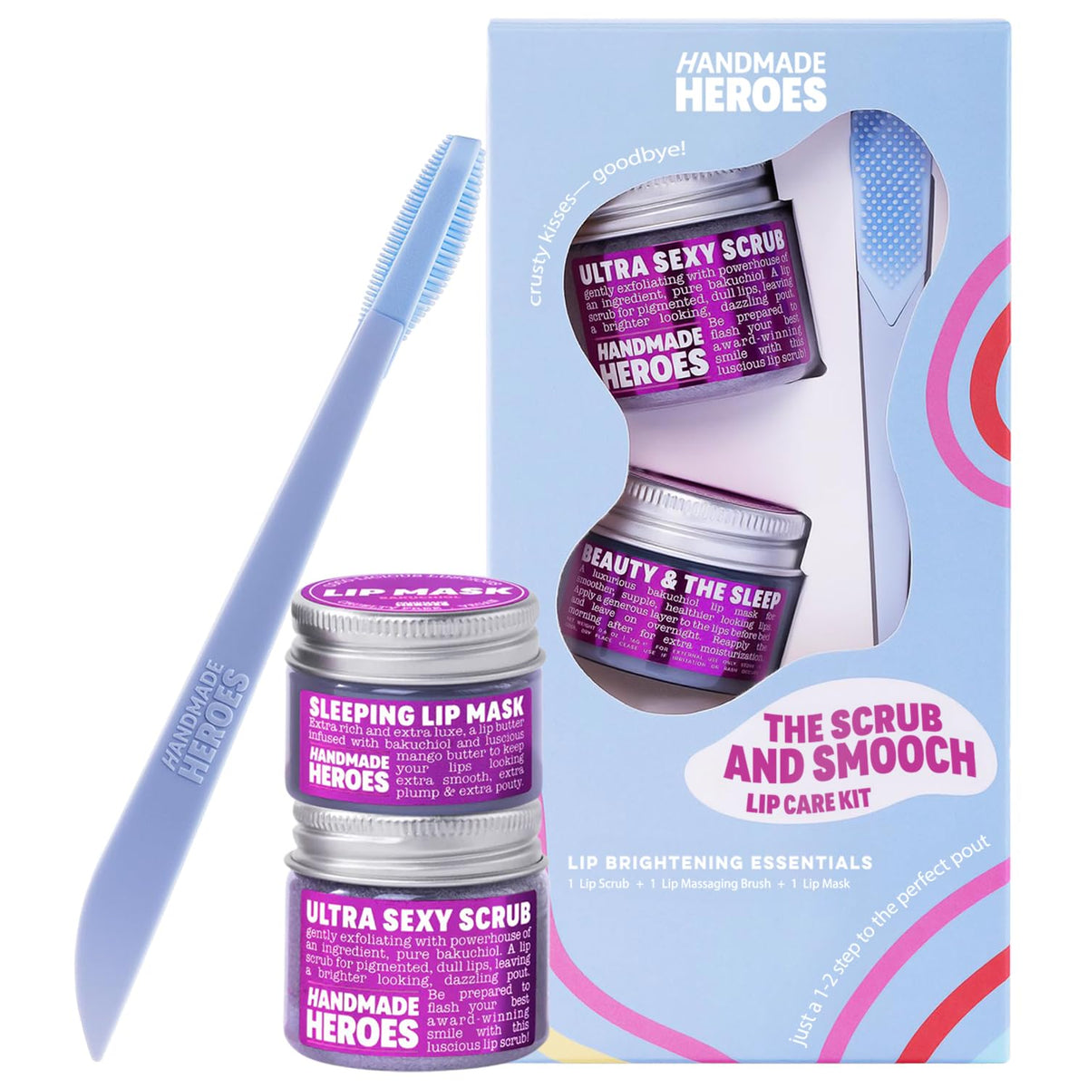 Handmade Heroes 100% Natural Lip Scrub, Vegan Conditioning Coconut Lip Exfoliator - Gentle Exfoliant, Ultra Sexy Sugar Lip Mask Polish and Scrubber for Chapped Dry and Dark Lips, 1oz (Coconut Sorbet)
