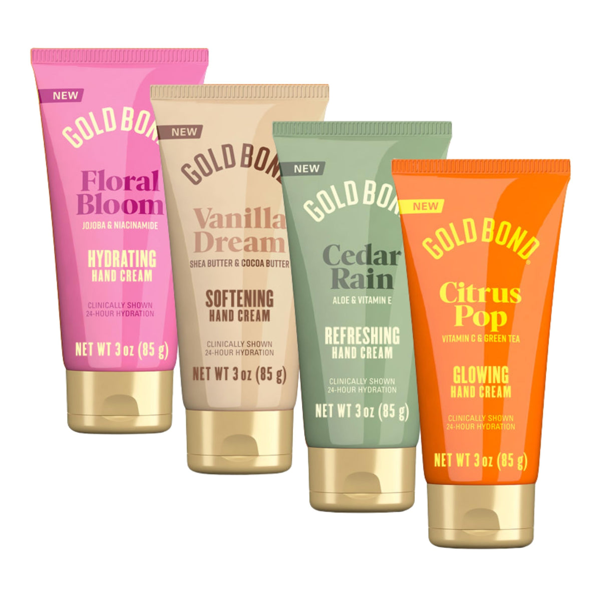 Gold Bond Citrus Pop Glowing Hand Cream Set, Citrus Pop Scent, 3 oz, 4 pk