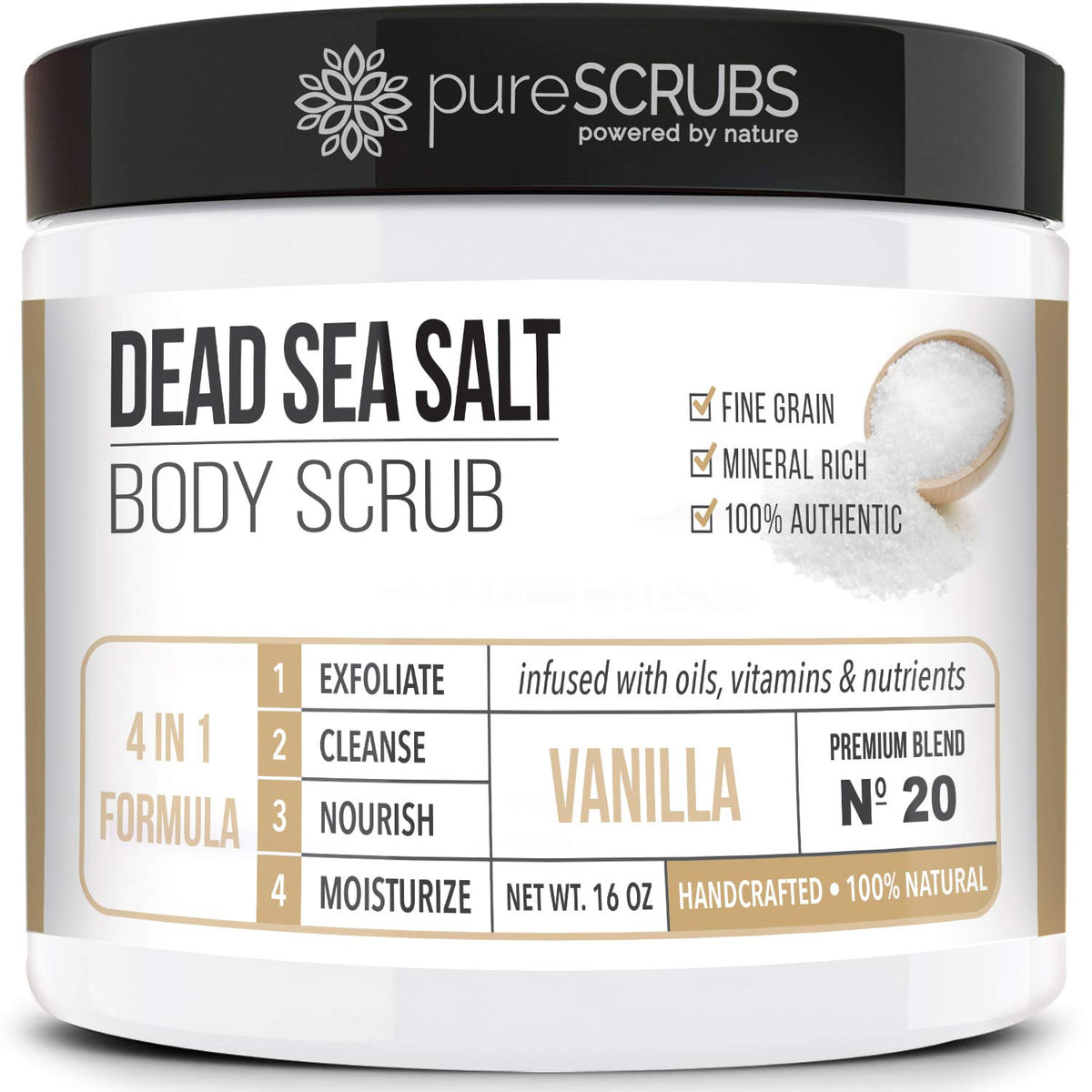 pureSCRUBS Premium Coconut Body Scrub Set, Exfoliating Dead Sea Salt Scrub