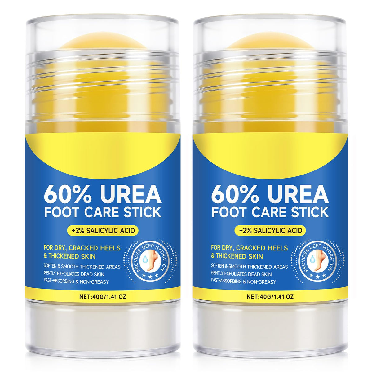 60% Urea 2% Salicylic Acid Foot Care Stick for Dry Cracked Feet, -1.41oz