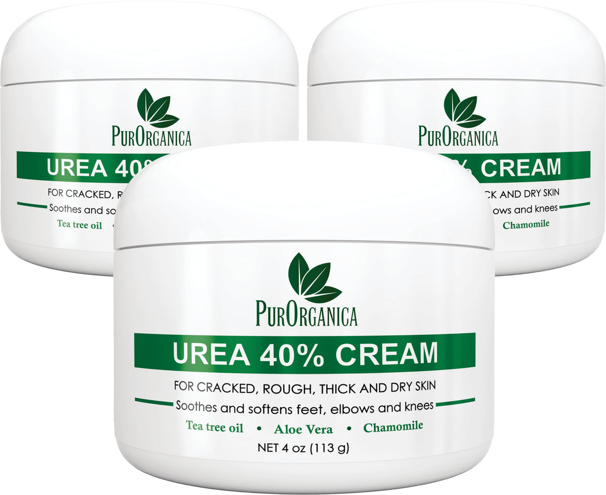 PurOrganica Urea Cream 40% – Made in USA, Maximum Strength Foot Cream for Dry, Cracked Heels, Corns, Calluses & Rough Feet, Exfoliating Moisturizer
