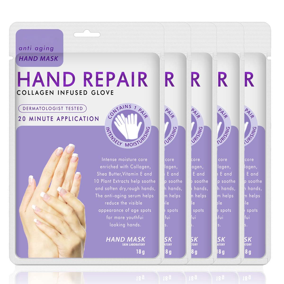 Hand Peeling Mask 5 pack, Hand Masks Moisturizing Gloves, Repairing Glove for Dry Skin, Remove Dead Rough Skin (honey and milk)