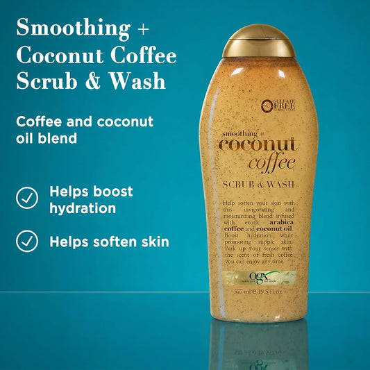 OGX Smoothing + Coconut Coffee Body Scrub, 19.5 fl oz