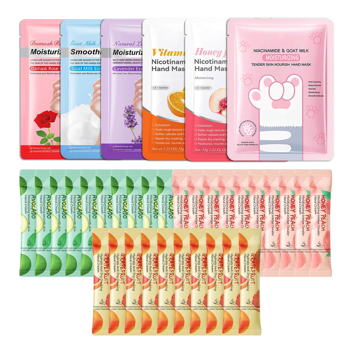 Hydrating Hand Masks, 6PCS Hand Mask Moisturizing Gloves for Men Women, Smooth Long Lasting Soft Exfoliating Hand Peeling Spa Mask Moisturizer Beauty Gift Set for Dry Cracked Rough Dull Hands(A)