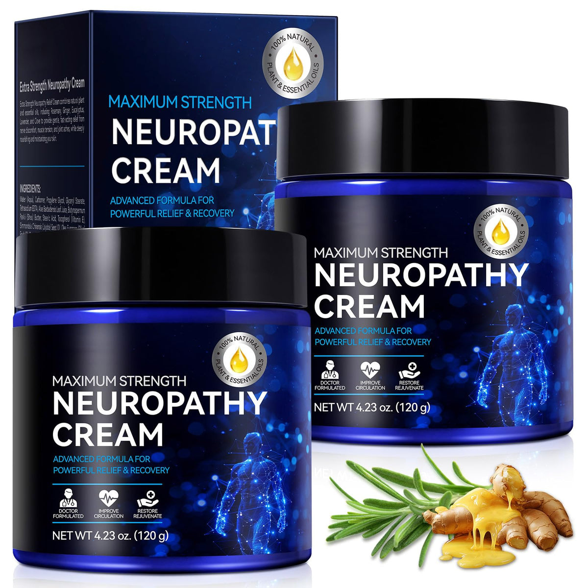 Nerve Relief Cream & Natural Ingredients – Soothing Foot & Hand Cream for Nerve Discomfort, Tingling & Burning Sensations – Fast-Absorbing Moisturizing for Men & Women – 4oz (120g)