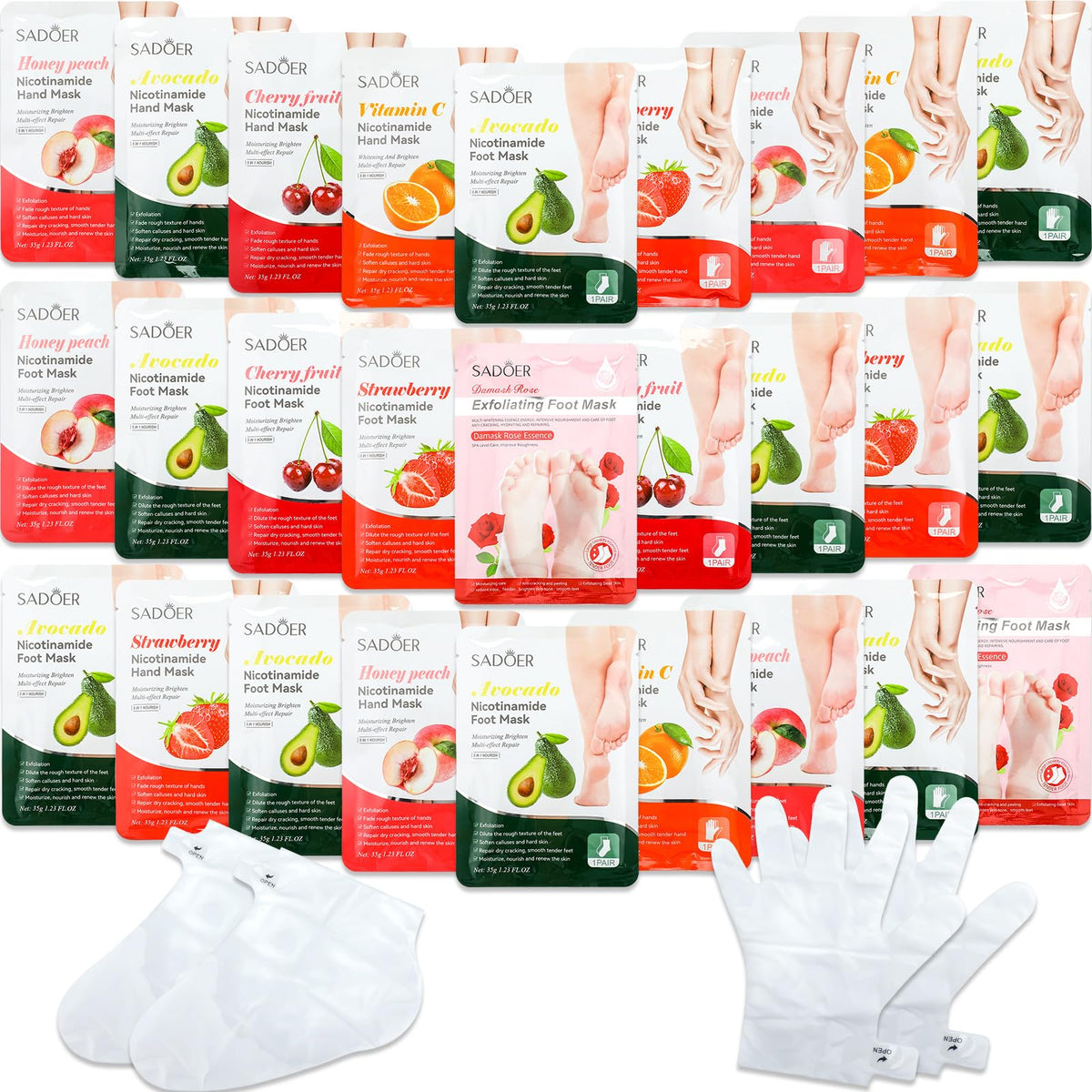 24 Pcs Fruits Beauty Hand Mask Bulk for Women Girl Sister