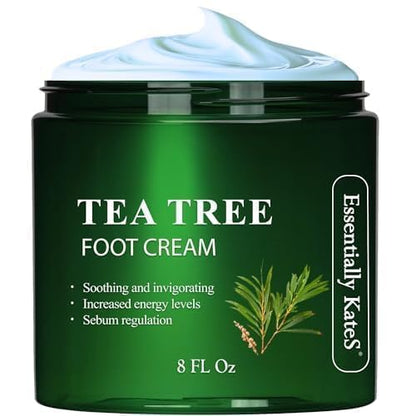 Essentially KateS Peppermint + Eucalyptus Cooling Foot Cream 8 Fl Oz – Relieves Dry, Cracked, Tired Feet – Deep Hydration with Ceramides – Non-Greasy Formula