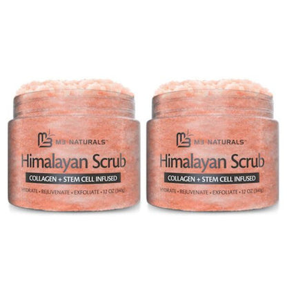 Himalayan Salt Scrub Face Foot & Body Exfoliator Infused with Collagen and Stem Cell Natural Exfoliating Salt Body Scrub for Toning Cellulite Skin Care by M3 Naturals