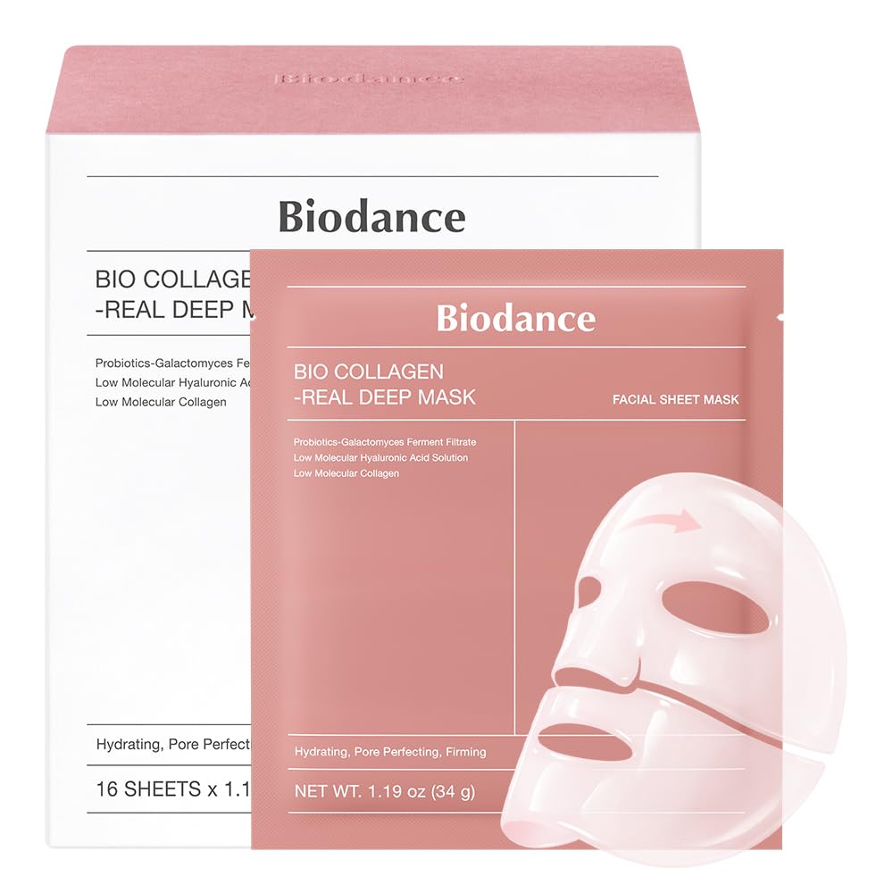 BIODANCE Hydro Cera-nol Real Deep Mask, Hydrating Overnight Hydrogel Face Mask, Moisturizing, Redness Reducing, Quick Soothing, After Sun Care, Sunburn Relief, Korean Skin Care |1.19oz(34g) x4ea