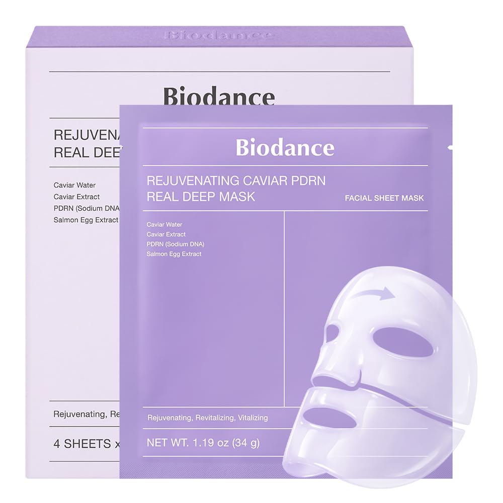 BIODANCE Hydro Cera-nol Real Deep Mask, Hydrating Overnight Hydrogel Face Mask, Moisturizing, Redness Reducing, Quick Soothing, After Sun Care, Sunburn Relief, Korean Skin Care |1.19oz(34g) x4ea
