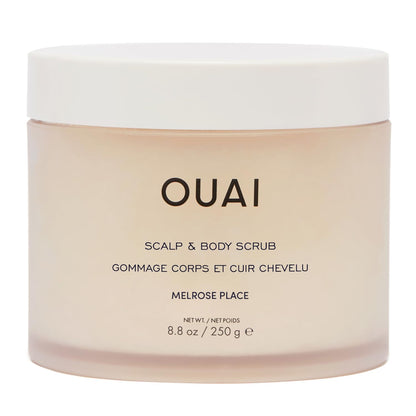 OUAI Scalp & Body Scrub, St. Barts - Exfoliating Body Scrub with Sugar & Coconut Oil Blend for Smooth, Moisturized Skin - Gentle Scalp Exfoliator for Removing Product Build Up (8.8 Oz)