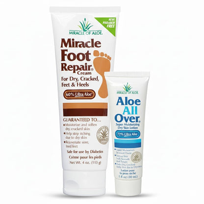 Miracle of Aloe - 8oz Foot Repair Cream + 1oz Hand Repair Cream