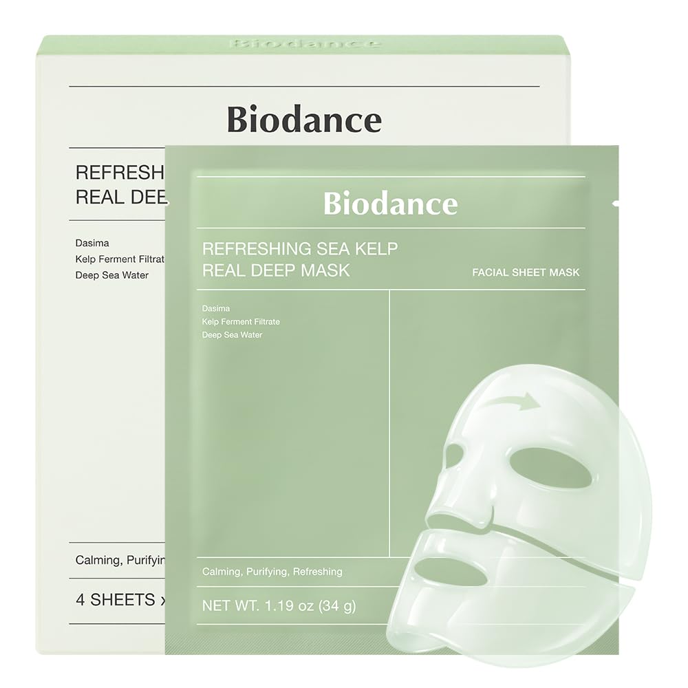 BIODANCE Hydro Cera-nol Real Deep Mask, Hydrating Overnight Hydrogel Face Mask, Moisturizing, Redness Reducing, Quick Soothing, After Sun Care, Sunburn Relief, Korean Skin Care |1.19oz(34g) x4ea