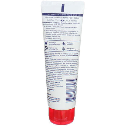 Eucerin Advanced Repair Foot Cream, Very Dry Skin, Light, Fragrance-Free, 3 oz