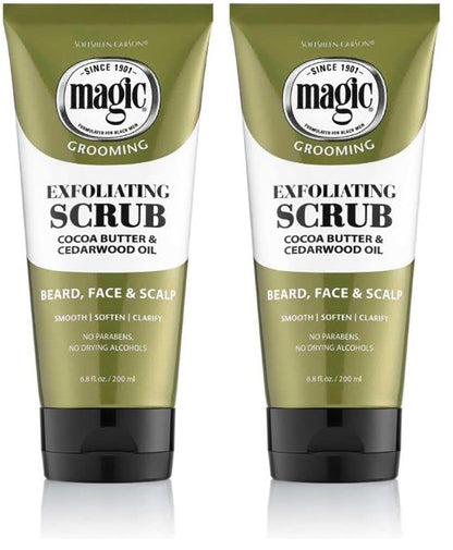 SoftSheen-Carson Magic Men's Grooming Facial Exfoliating Scrub, Softens, Smooths and Clarify, With Cocoa Butter and Cedarwood Oil for Beard, Skin and Scalp, 6.7 fluid ounces