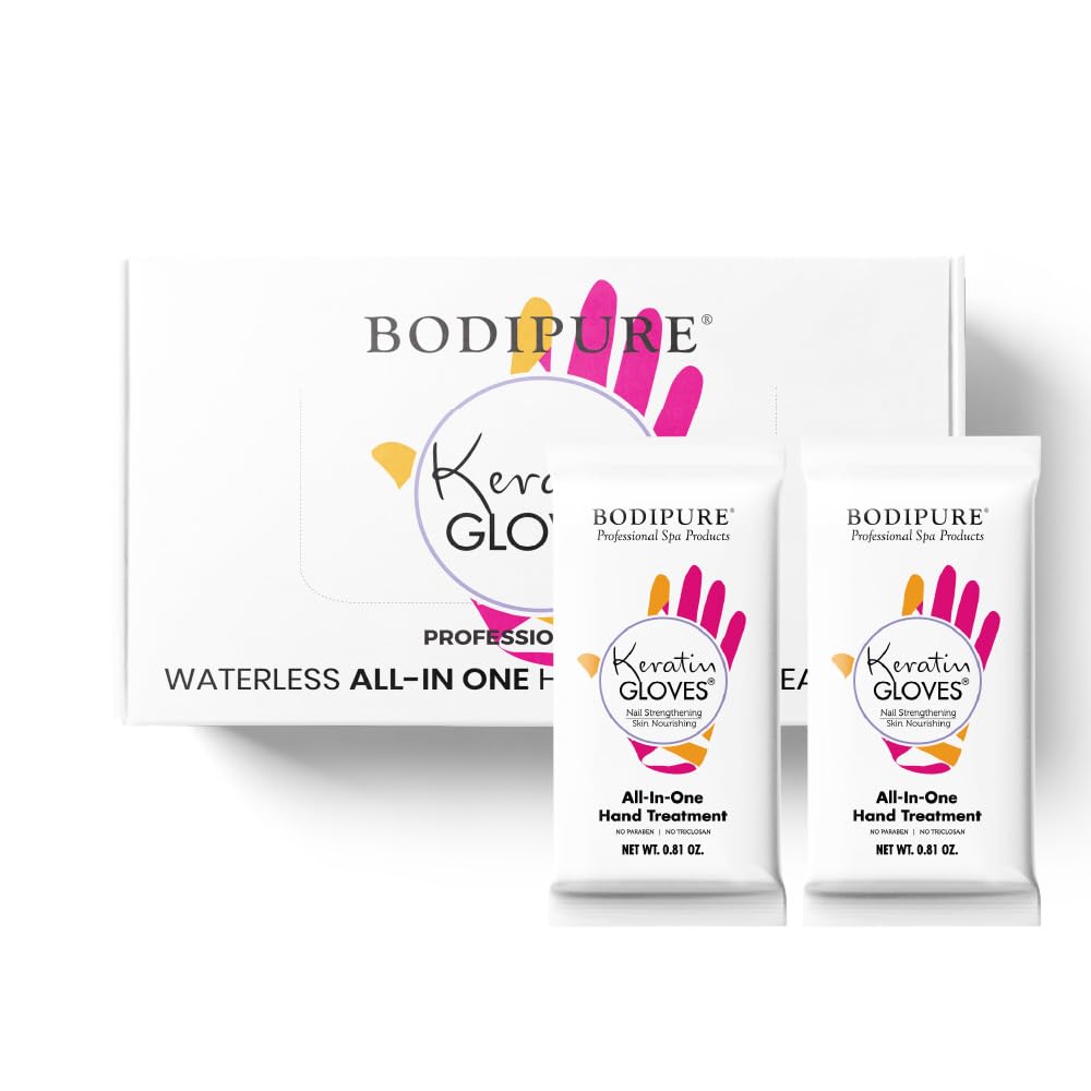 Bodipure Keratin Hand Mask 50pk, Deep Moisturizing for Dry Hands, Nail Care