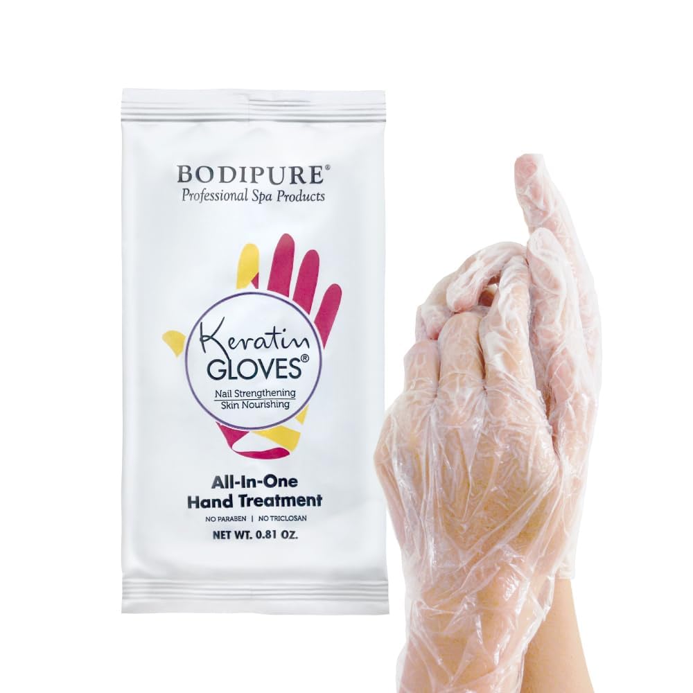 Bodipure Keratin Hand Mask 50pk, Deep Moisturizing for Dry Hands, Nail Care