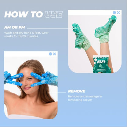 Vitamasques Holiday Snow Bliss Hand & Foot Mask Set - Korean Skin Care for Dry Cracked Feet & Hands - Spa Gifts, Stocking Stuffers for Teen Girls & Party Favors for Women