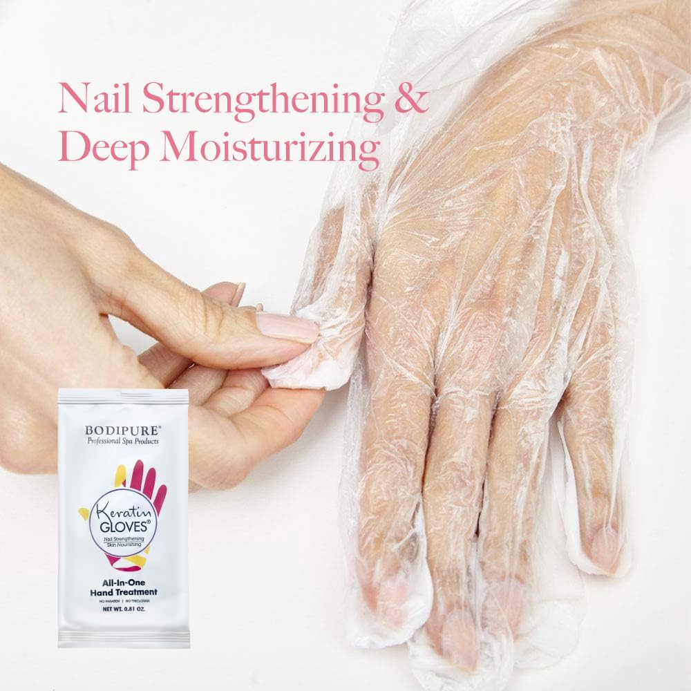 Bodipure Keratin Hand Mask 50pk, Deep Moisturizing for Dry Hands, Nail Care