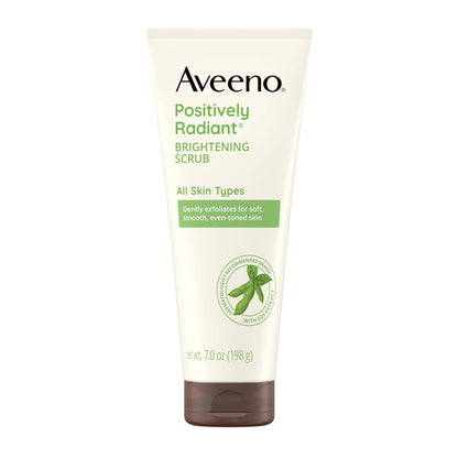 Aveeno Positively Radiant Skin Brightening Daily Facial Scrub with Moisture-Rich Soy Extract, Gently Exfoliates & Cleanses for Soft, Smooth, More Even-Toned Skin, Hypoallergenic, 7 oz