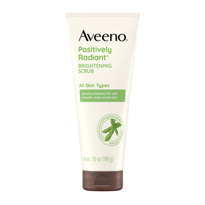 Aveeno Positively Radiant Skin Brightening Daily Facial Scrub with Moisture-Rich Soy Extract, Gently Exfoliates & Cleanses for Soft, Smooth, More Even-Toned Skin, Hypoallergenic, 7 oz