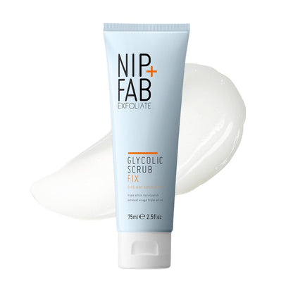 Nip + Fab Glycolic Fix Scrub (2.5 fl oz) – 3% Glycolic Acid 3-in-1 Facial Exfoliator – Brightening AHA Face Scrub with Salicylic Acid for Smooth Radiant Skin