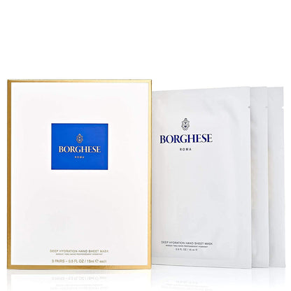 Borghese Deep Hydration Hand Sheet Masks - 3 Pairs Anti-Aging Moisture