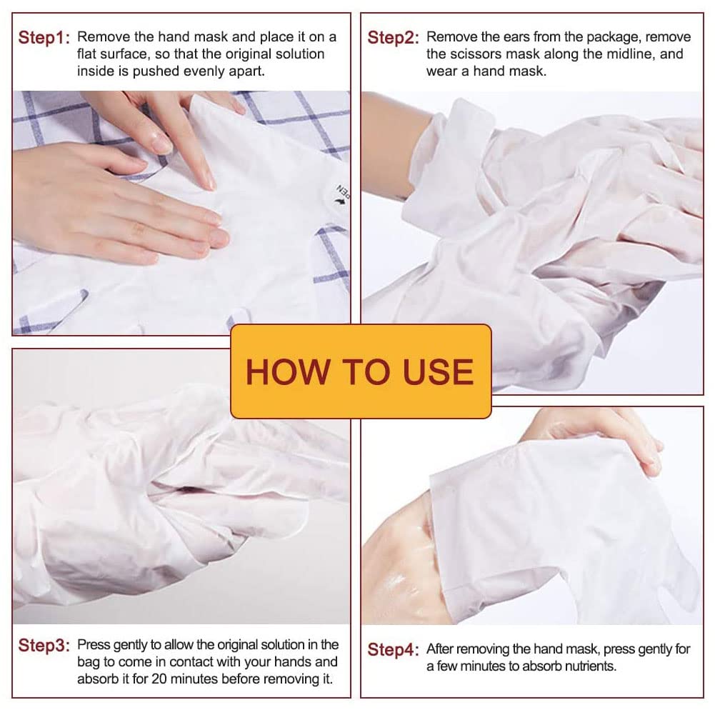 5 Pcs Moisturizing Hand Masks,Relieve Soften Dry,Overworked,Aging Skin HM