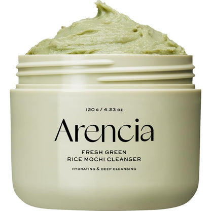 Arencia Korean Rice Mochi Face Cleanser - Face Wash, Gentle Scrub All in One for Deep Cleansing, Moisturizing, Pore Minimizing with Rice Water & Green Tea (4.23oz)