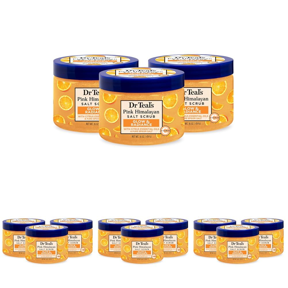 Dr Teal's Pink Himalayan Salt Body Scrub, Restore & Replenish with Pure Epsom Salt & Essential Oils, 16 oz (Pack of 3)