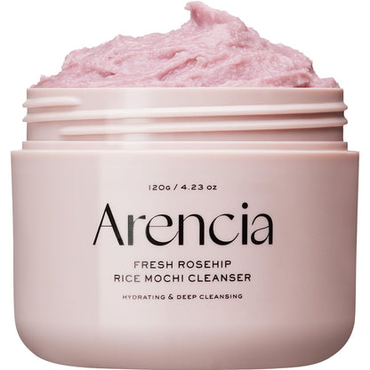 Arencia Korean Rice Mochi Face Cleanser - Face Wash, Gentle Scrub All in One for Deep Cleansing, Moisturizing, Pore Minimizing with Rice Water & Green Tea (4.23oz)