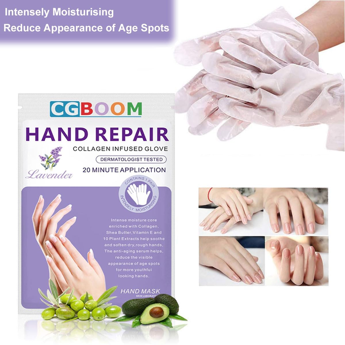 Hand Mask Moisturizing Glove 3 pack, Hand Peel Mask Exfoliating Gloves, Hand Repair Glove for Dry Hands Treatment, Remove Dead Skin, Rough Skin, Lavender