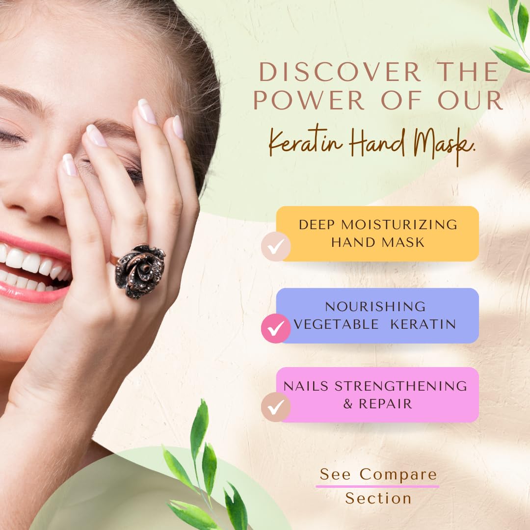 Bodipure Hand Mask Premium 4pk, K-Beauty Keratin, Deep Moisture, Nail Care