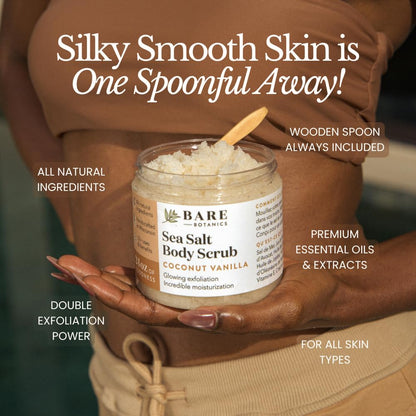 Bare Botanics 24oz Unscented Sea Salt Body Scrub Natural Exfoliator