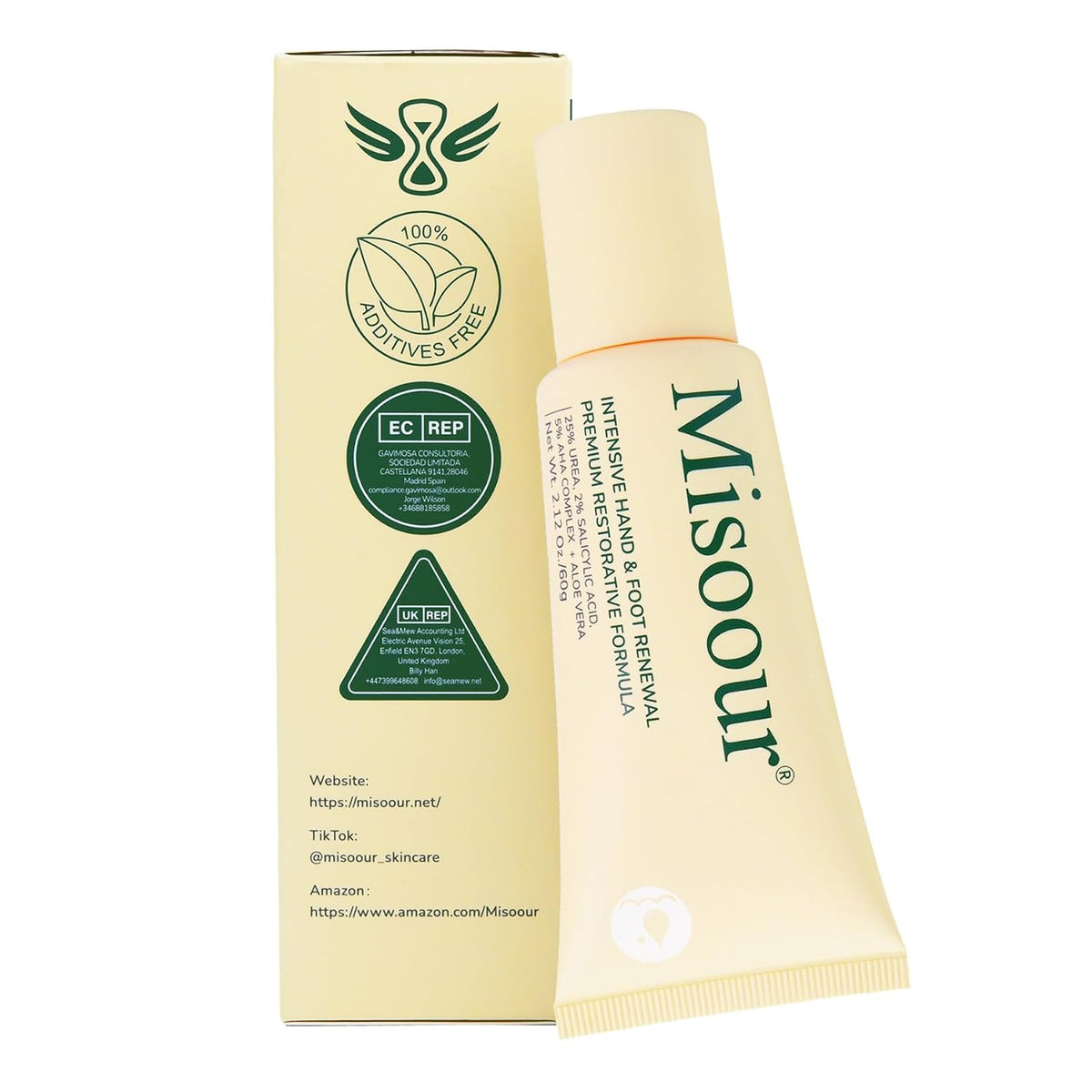 25% Urea Hand Cream for Dry Cracked Heels, Hands & Feet, 2.12 oz