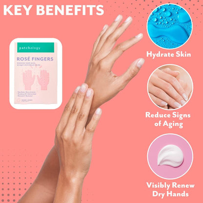 Patchology Rosé Fingers Renewing Hand Mask | Moisturizing Gloves | 1pk