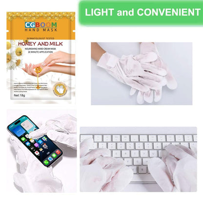 Hand Mask Moisturizing Glove 3 pack, Hand Peel Mask Exfoliating Gloves, Hand Repair Glove for Dry Hands Treatment, Remove Dead Skin, Rough Skin, Honey Milk