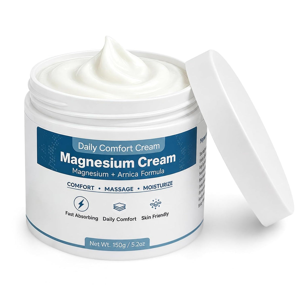 Magnesium Cream with Arnica, Magnesium Lotion for Muscles Joints Feet Hands Legs, Fast Absorbing, 150g/5.2oz