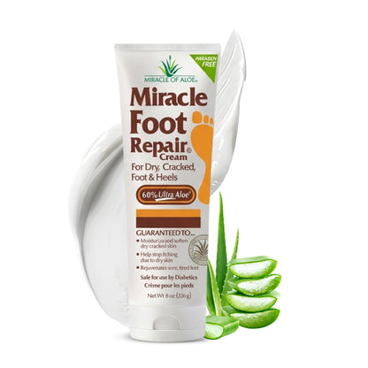 Miracle of Aloe - 8oz Foot Repair Cream + 1oz Hand Repair Cream