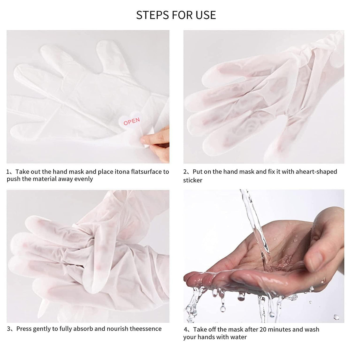CALA Moisturizing Hand Mask Gloves with Hyaluronic Acid, Shea Butter and Avocado Oil, 3 Pairs