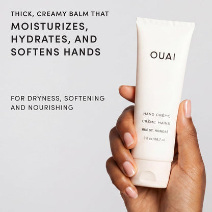 OUAI Hand Cream - Thick, Creamy Balm with Coconut Oil, Murumuru Butter and Shea Butter - Hydrating Moisturizer for Soft Hands - Use Daily to Deeply Nourish Skin (3 Oz)