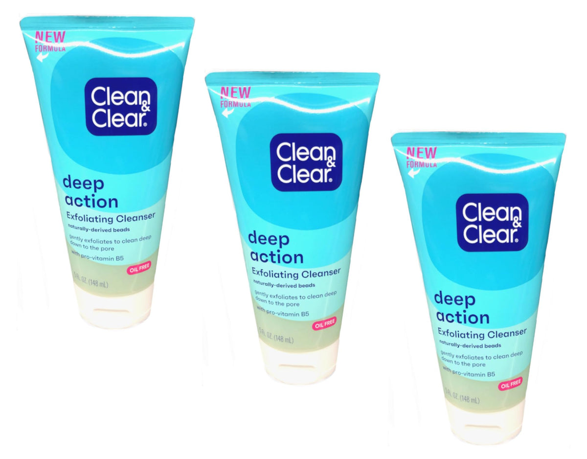 Clean & Clear Oil-Free Deep Action Exfoliating Facial Cleanser, 7 fl oz