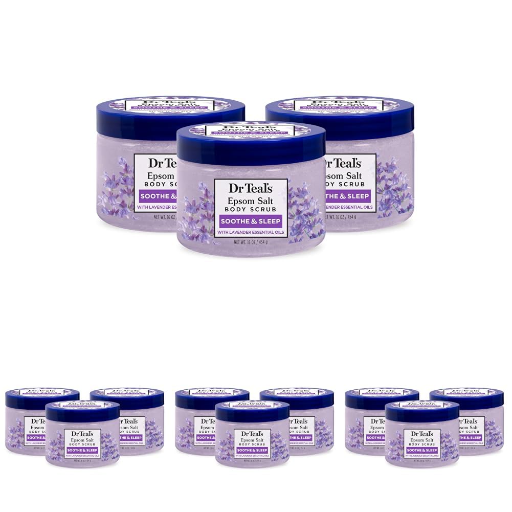 Dr Teal's Pink Himalayan Salt Body Scrub, Restore & Replenish with Pure Epsom Salt & Essential Oils, 16 oz (Pack of 3)
