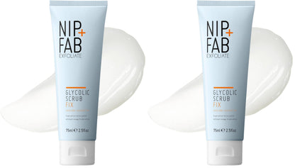 Nip + Fab Glycolic Fix Scrub (2.5 fl oz) – 3% Glycolic Acid 3-in-1 Facial Exfoliator – Brightening AHA Face Scrub with Salicylic Acid for Smooth Radiant Skin