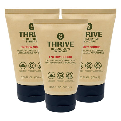 Thrive Natural Care Face Scrub - Gentle Exfoliating Face Wash Provides Deep Cleanse, Improves Skin Texture, Unclogs Pores - Vegan, Oil Free Exfoliator
